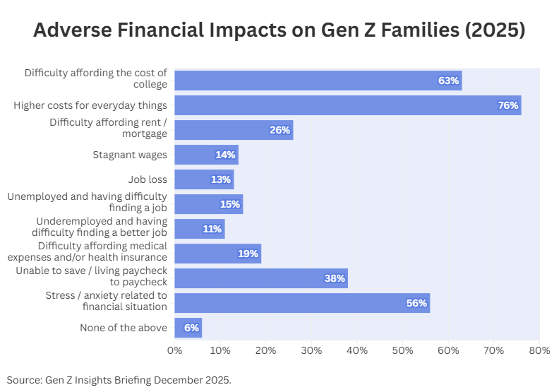Adverse financial impacts on Gen Z families 2025 - financial hardship
