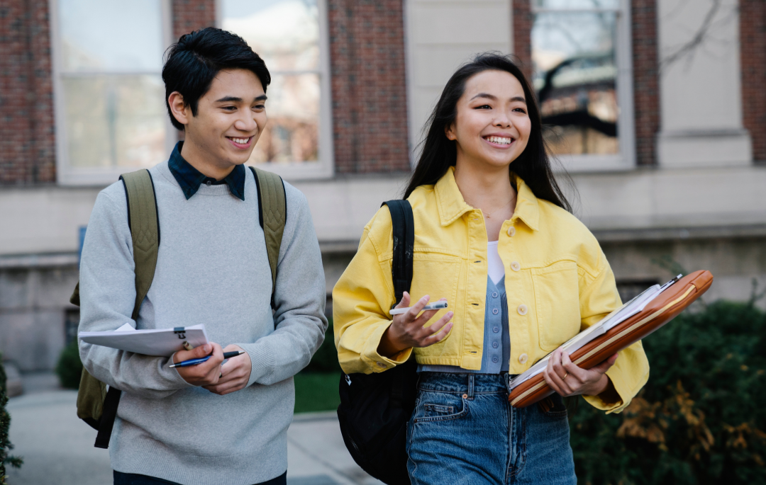 happy college students