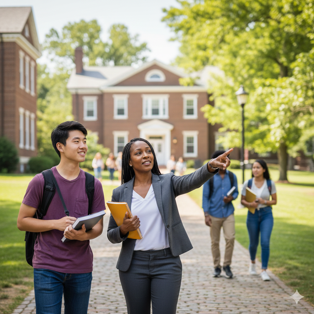 student and professor walking on college campus - family can't help pay for college