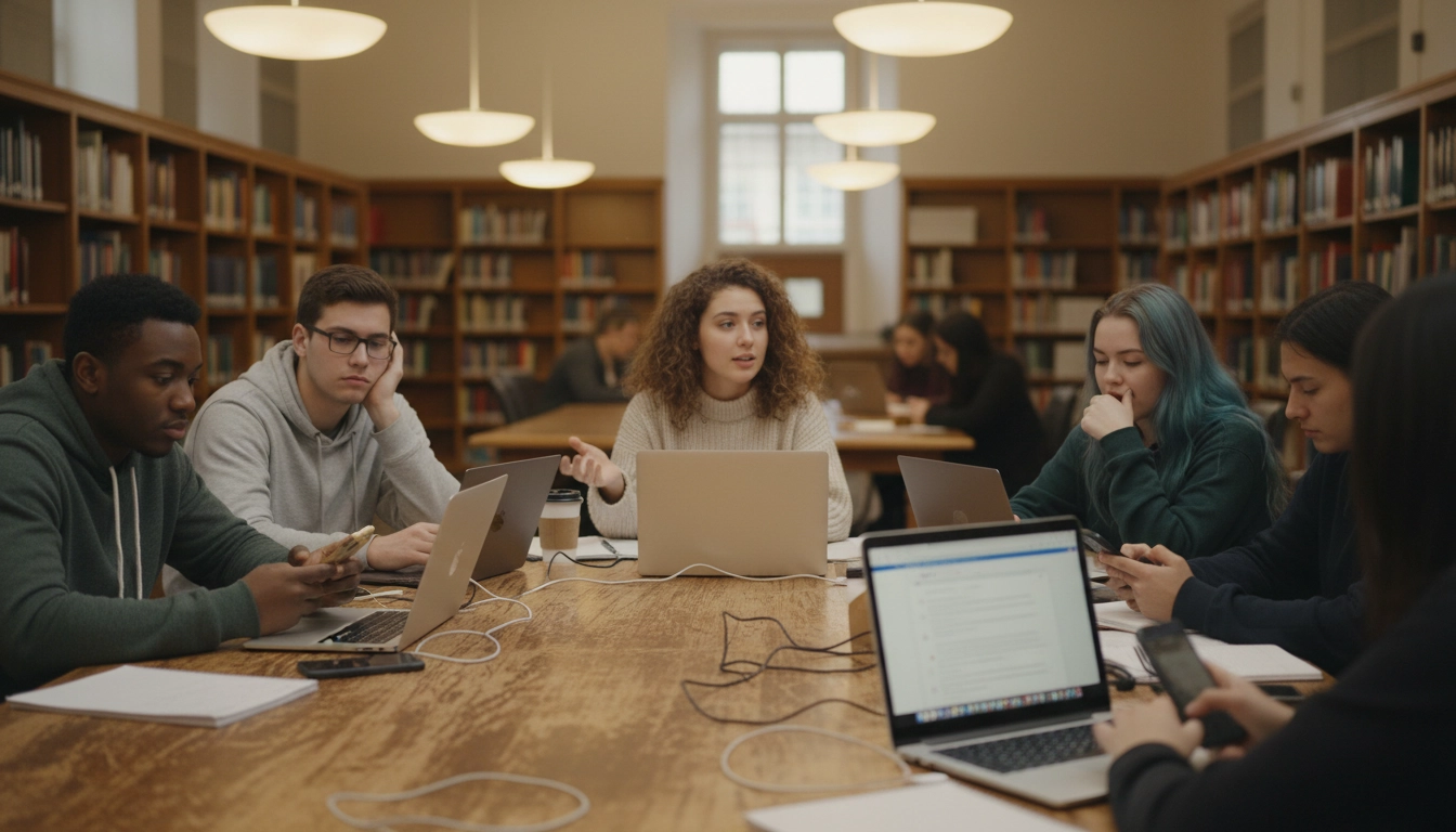 Students in an unproductive study group session
