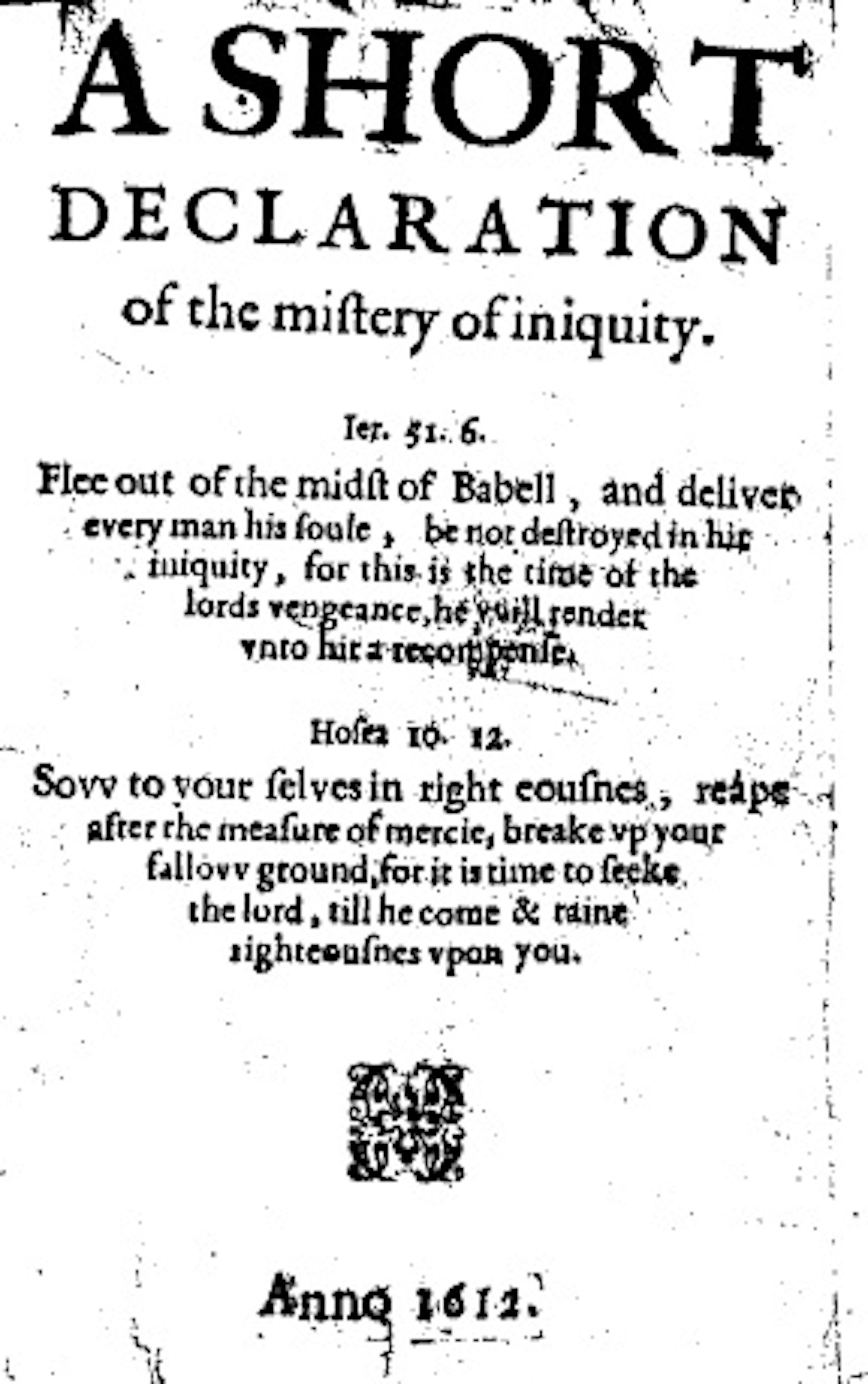 A white page from the front of a book, with title and other information in heavy black font.