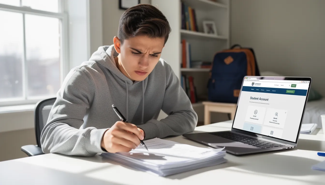 Student reviewing transfer credit evaluation letter at a desk