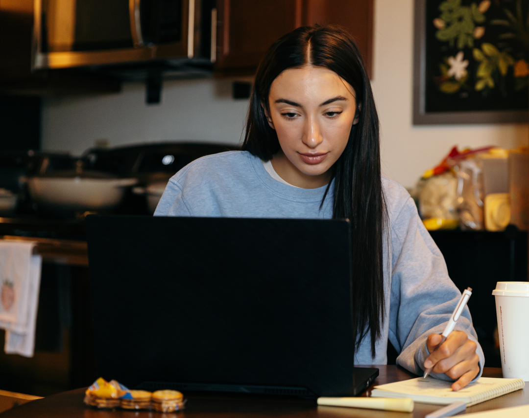 college student on laptop