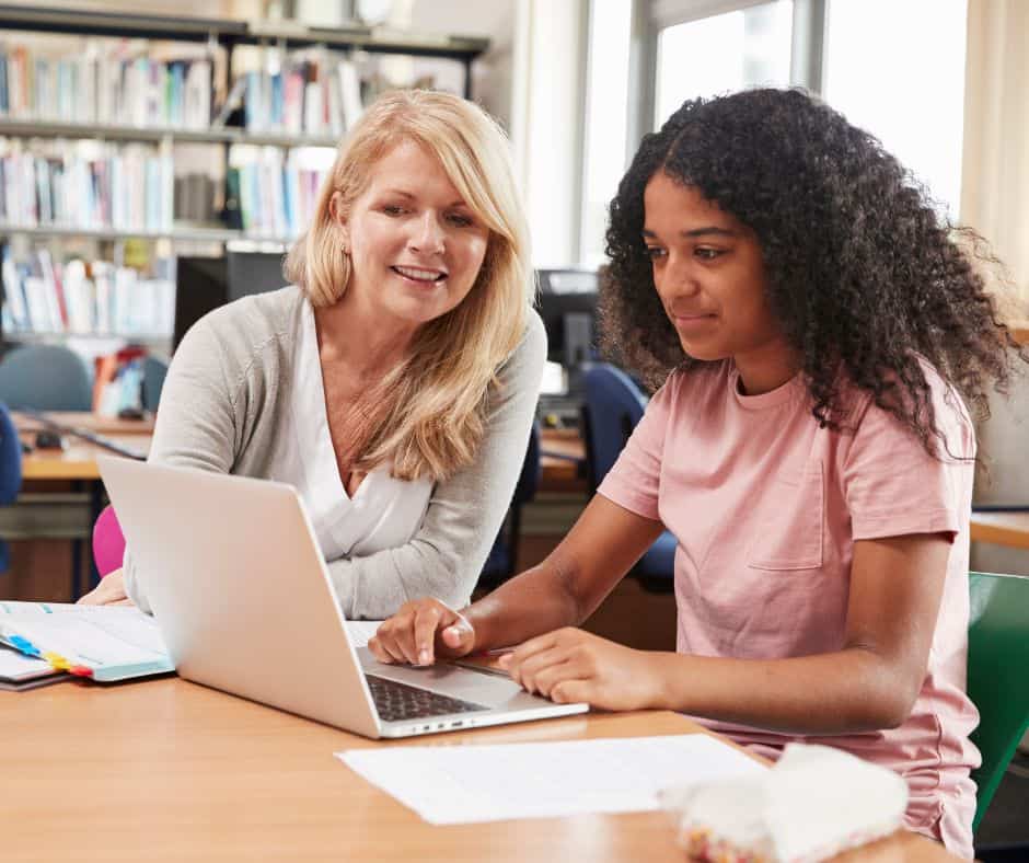 student with teacher