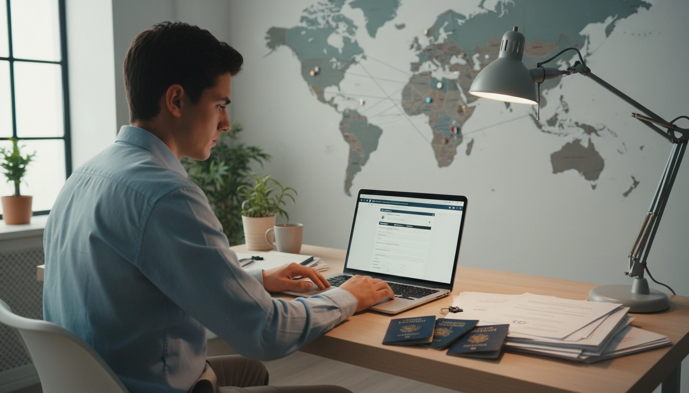 International student completing a US college application online