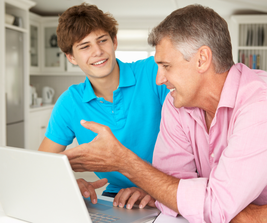 father and son plan how to pay for college