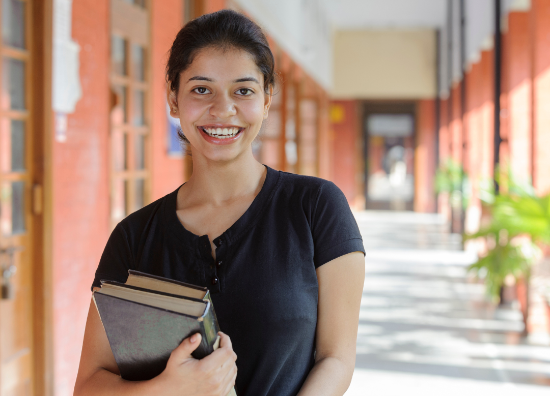 Confident student on college campus