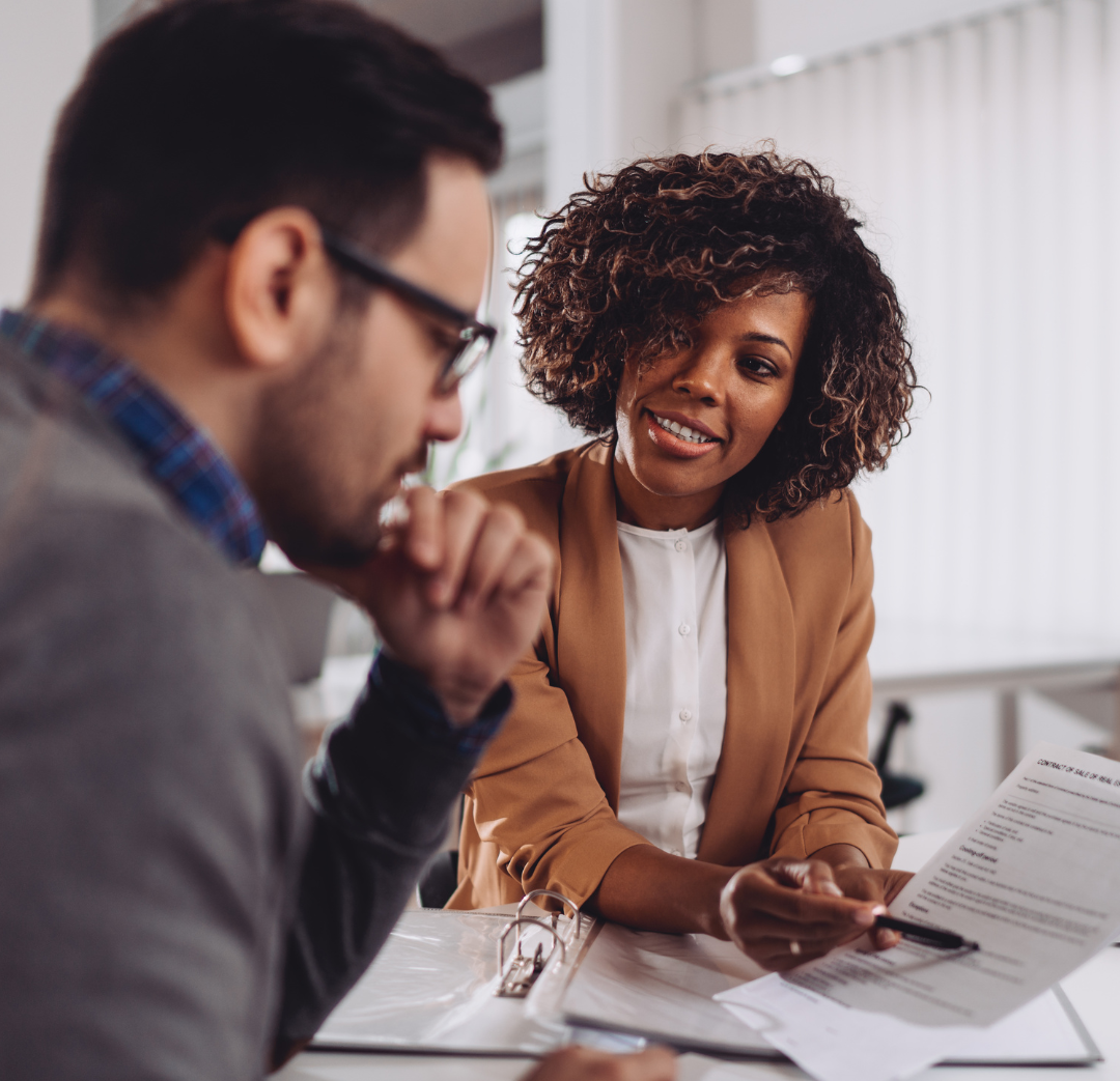 parent talking to HR rep - hidden funding sources to pay for college