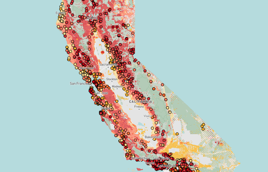 Map: California public schools located in or near fire hazard severity zones