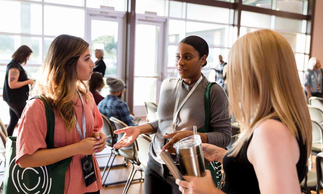 students at a networking event