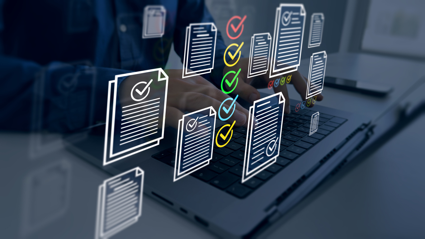 Fast checklist and clipboard task management.Check virtual electronic documents and checklist approve. Business productivity checklist and filling survey form.