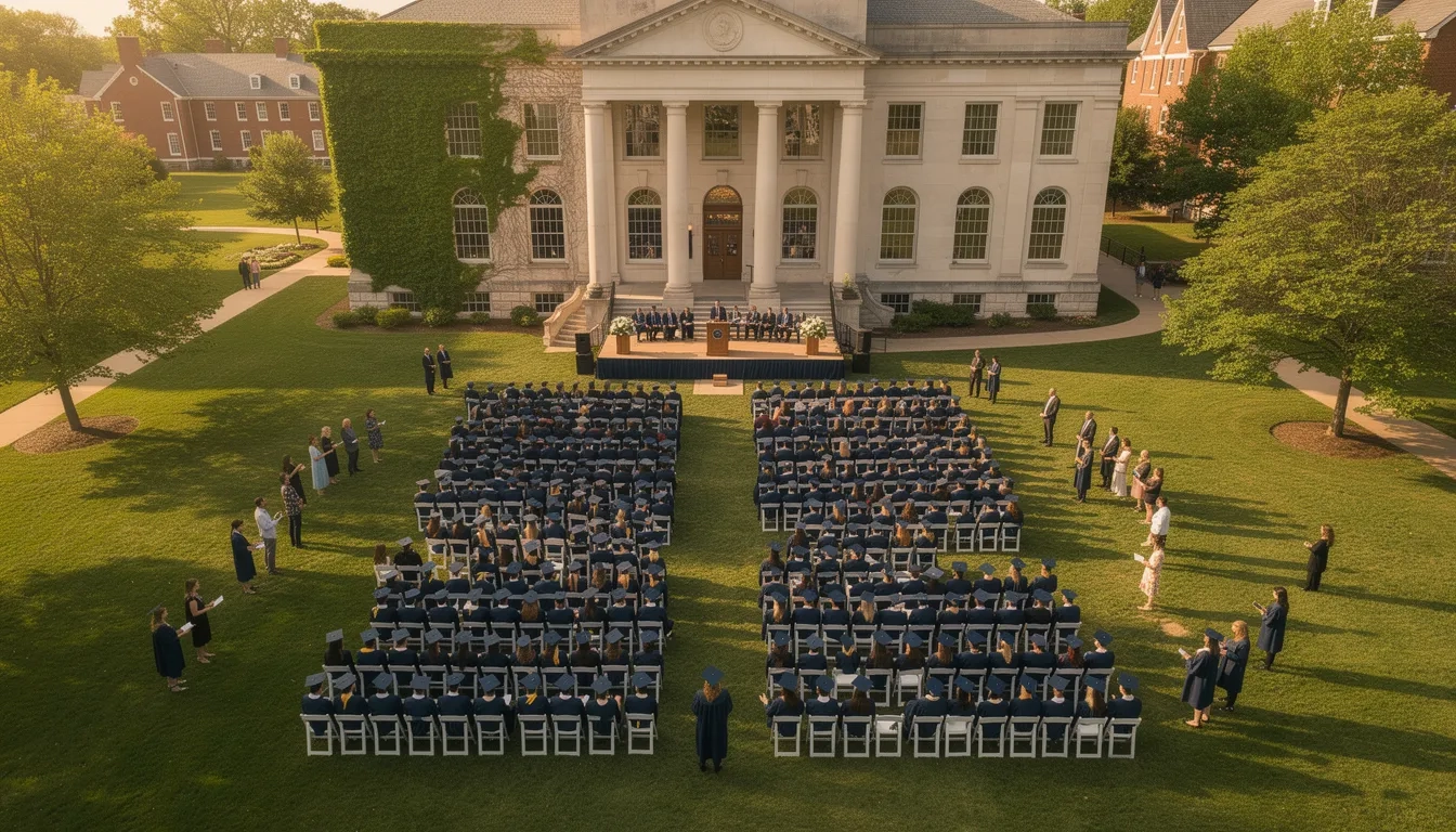 College graduation ceremony on a university campus