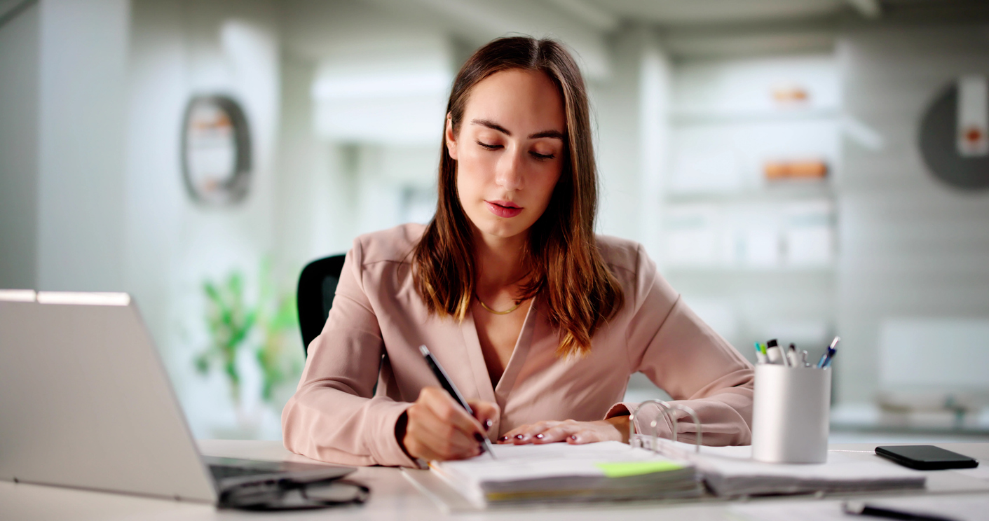 Young woman accessing her student loan portal