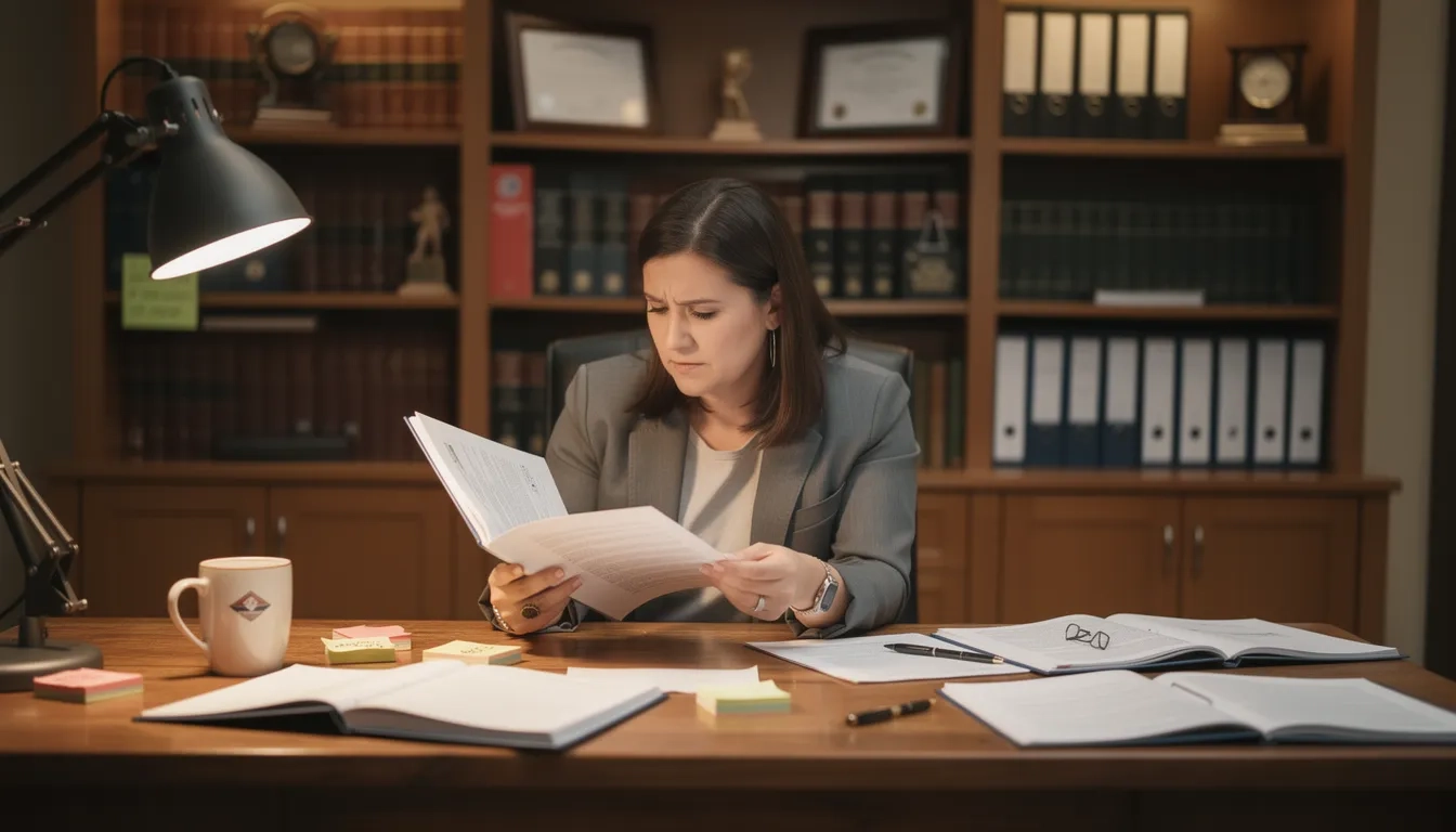 An admissions officer carefully reviewing a student application file