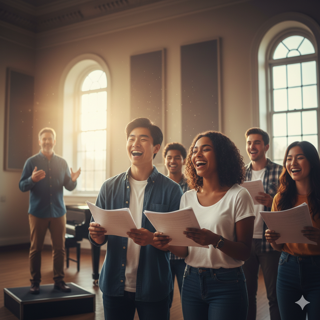 students singing in their college choir