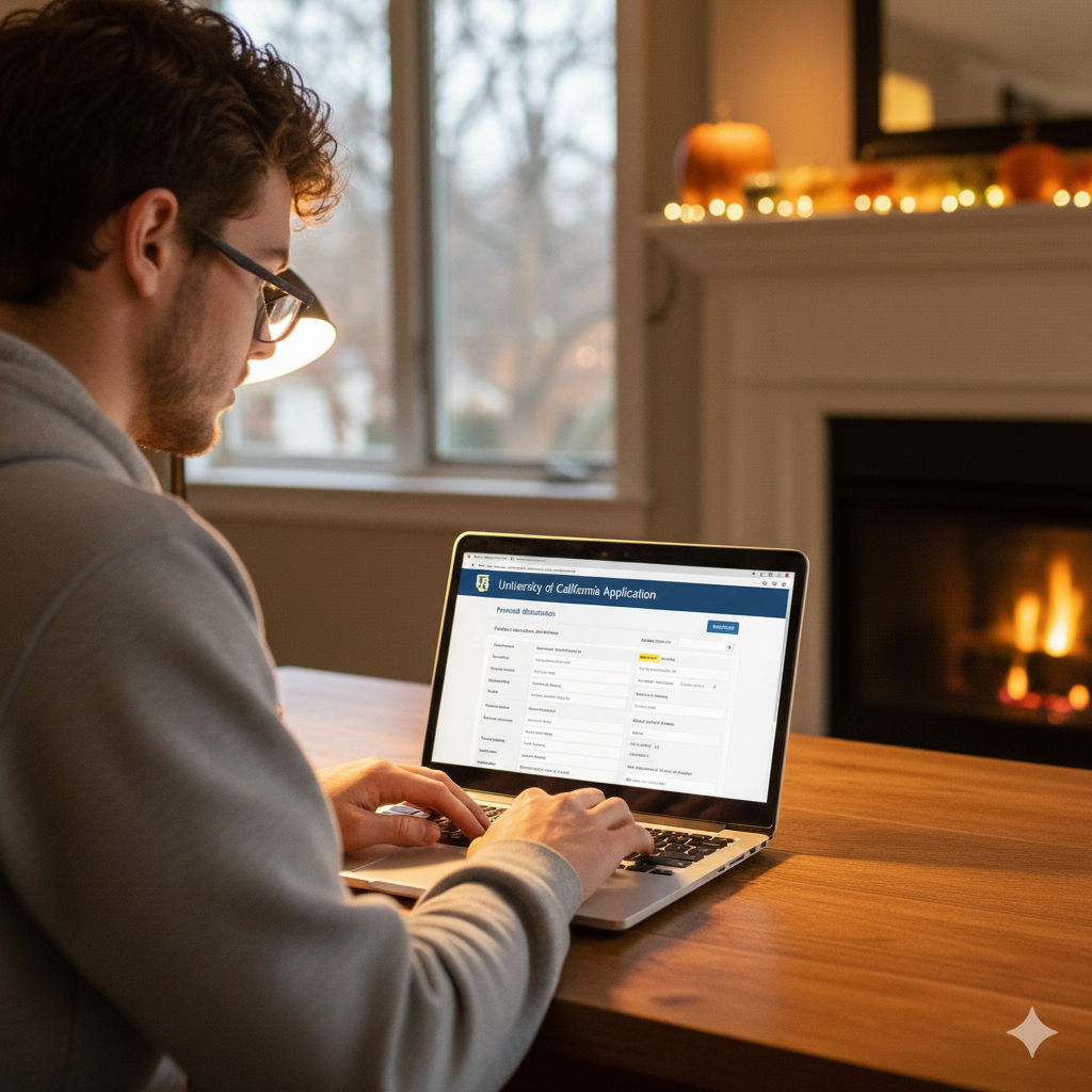 Student working on his UC applications