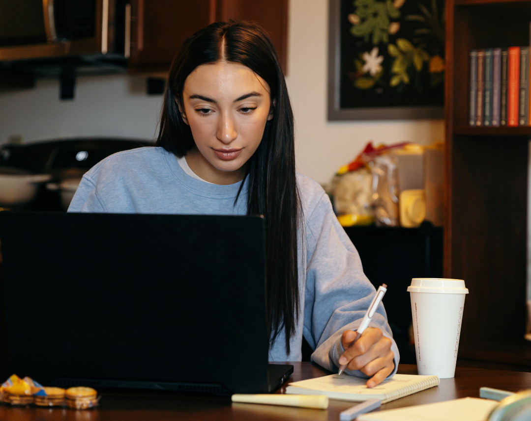 college student on laptop
