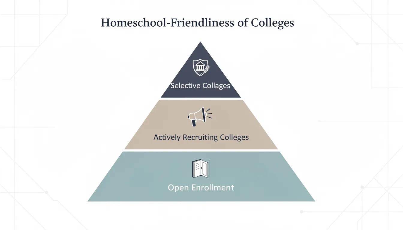 Three-tier pyramid showing categories of homeschool-friendly colleges