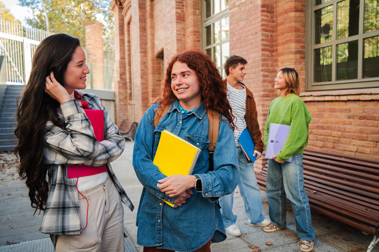 Students touring a college