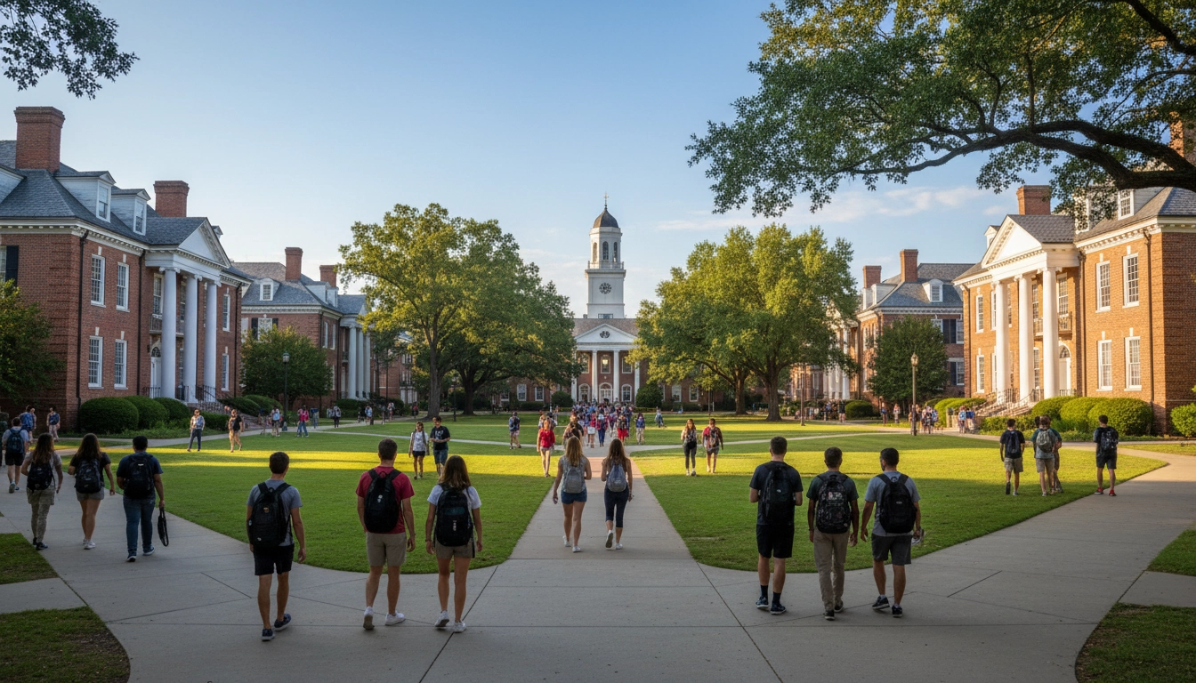 Mississippi university campus with students
