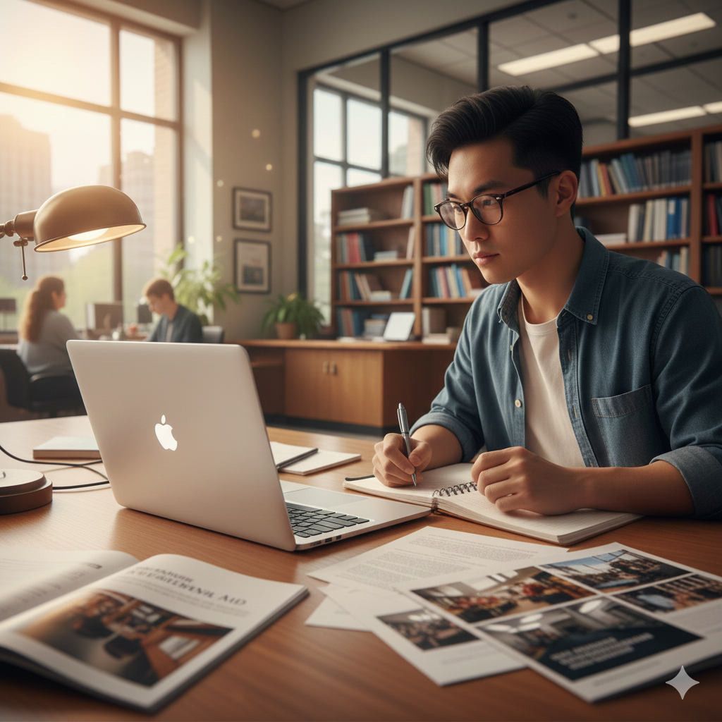 Student applying for scholarships