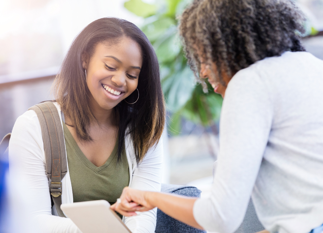 student talking with school counselor