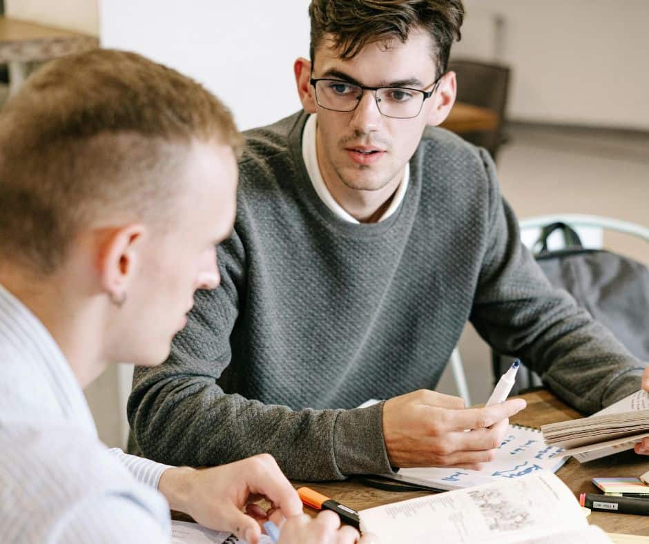student tutoring another student