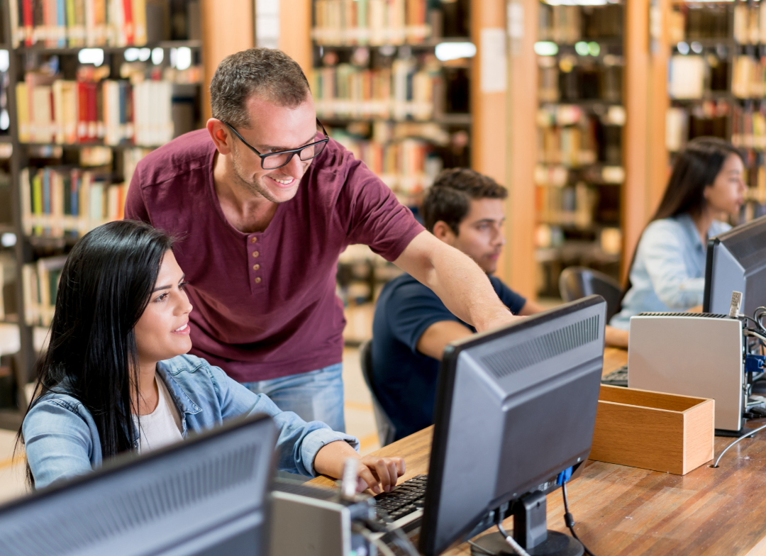 librarian helping student