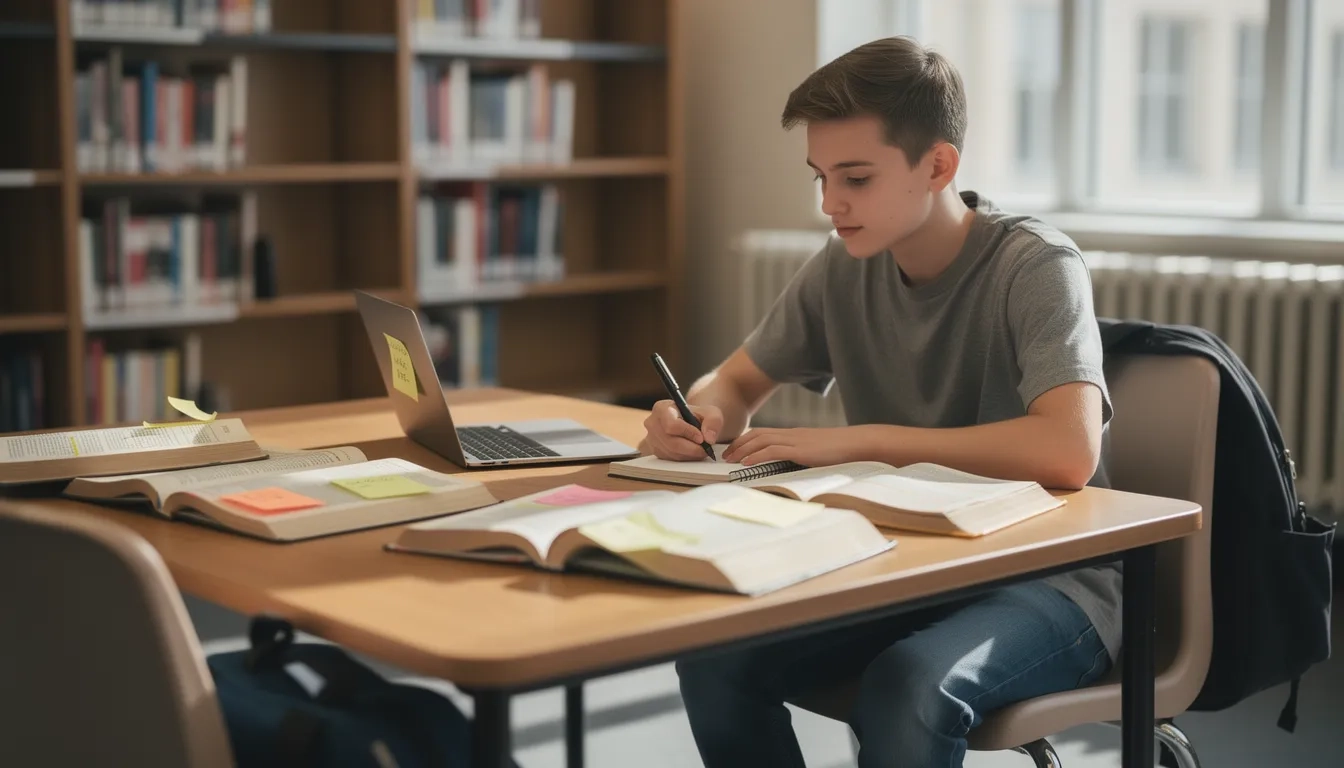 High school student conducting research for AP Capstone coursework