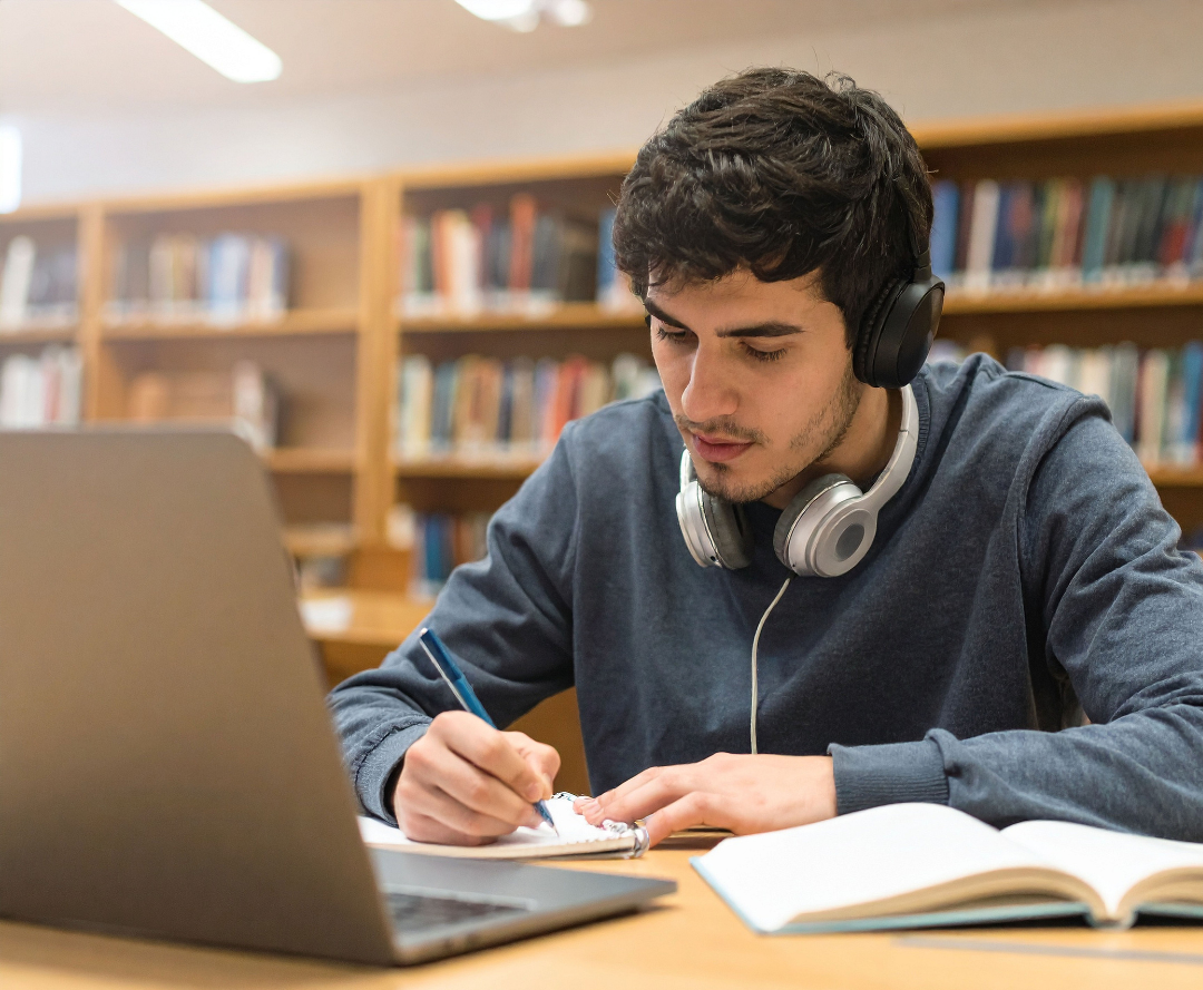 college student on laptop