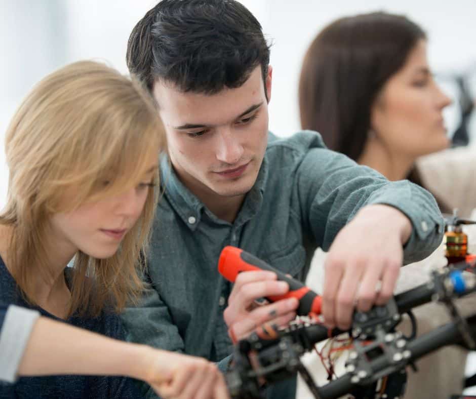 students studying at trade school