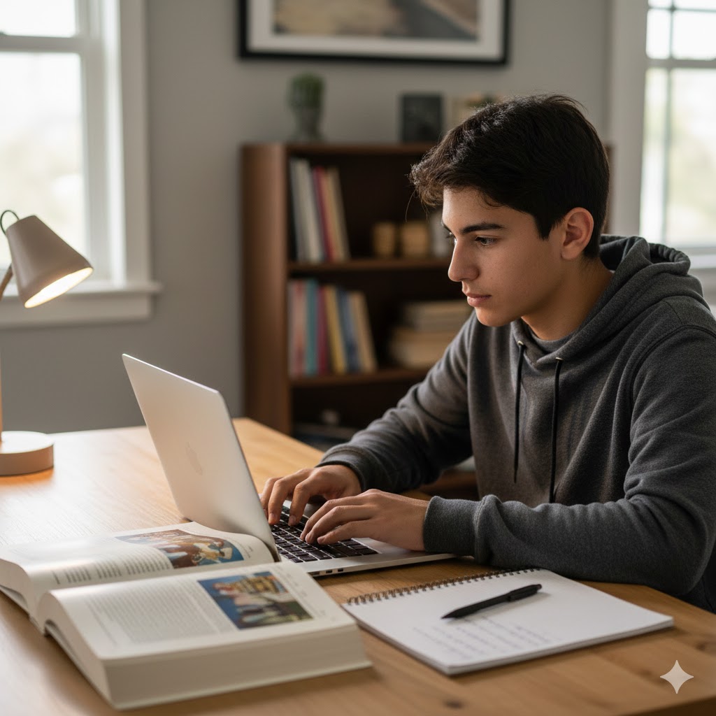 Student doing homework