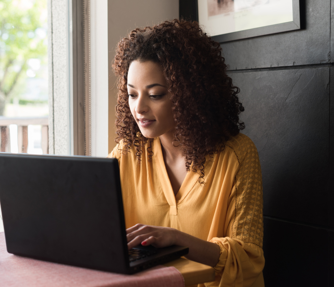 student using laptop