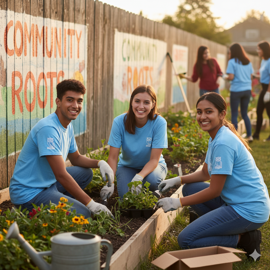 students volunteering
