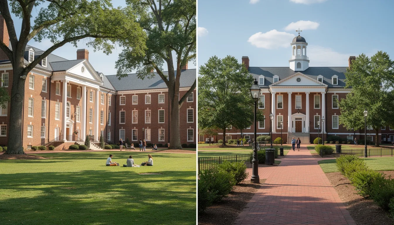 Historic Virginia university campus with brick buildings
