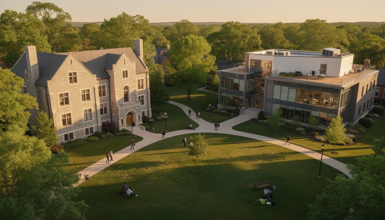 Liberal arts college campus with modern tech facilities