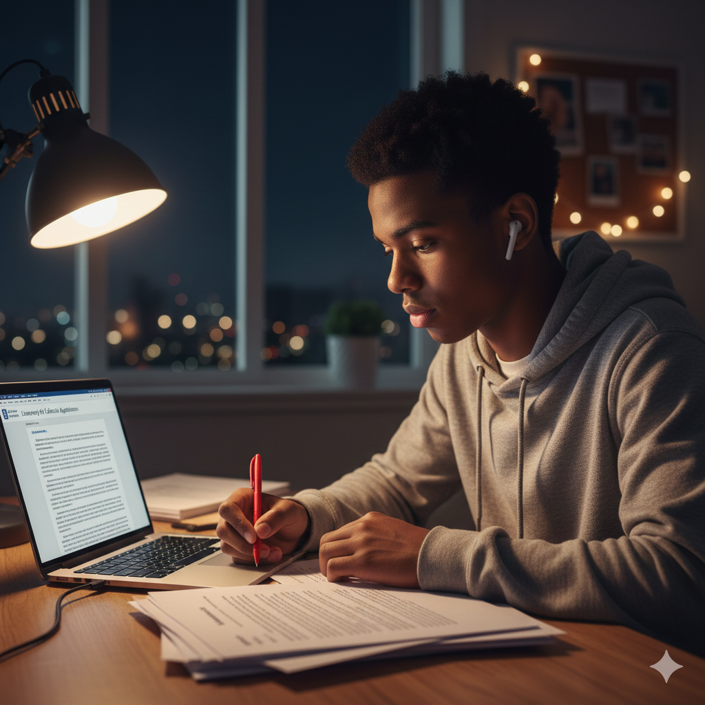 Student working on PIQ essay questions