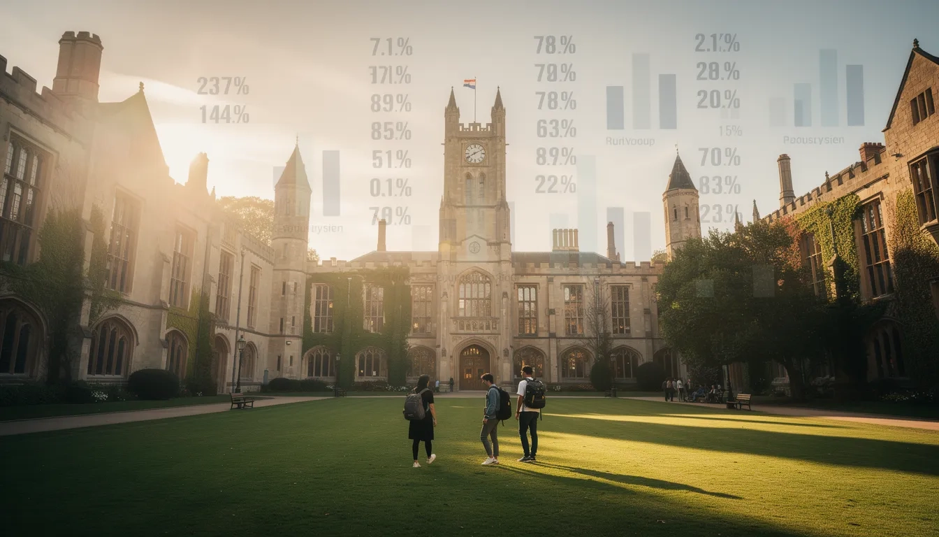 University campus with ranking data overlay