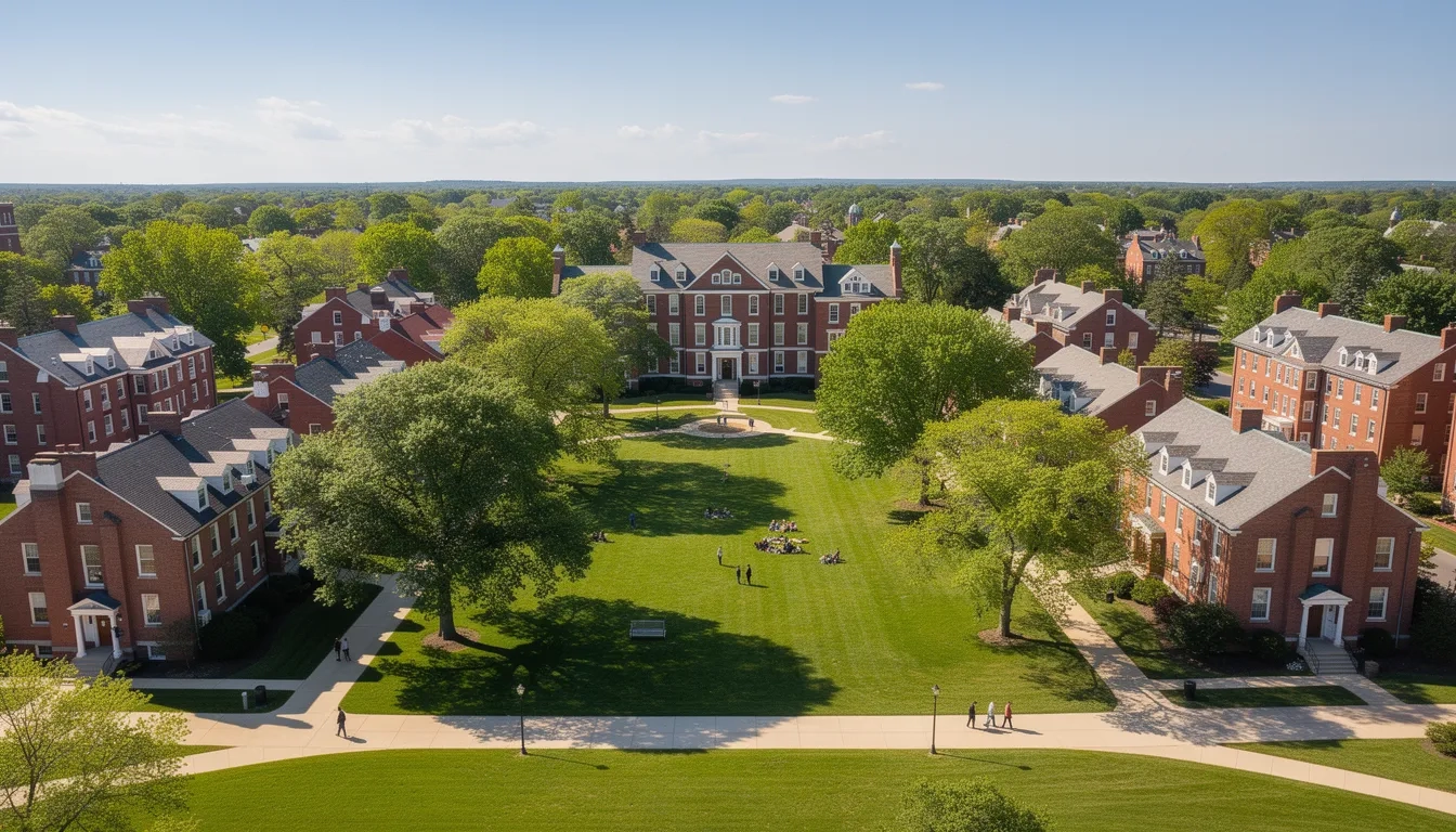 Oberlin College campus aerial view