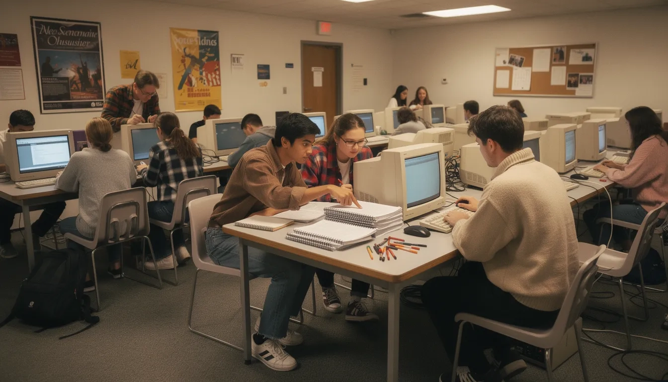 University computer lab in the mid-1990s where Turnitin originated as a peer-review tool