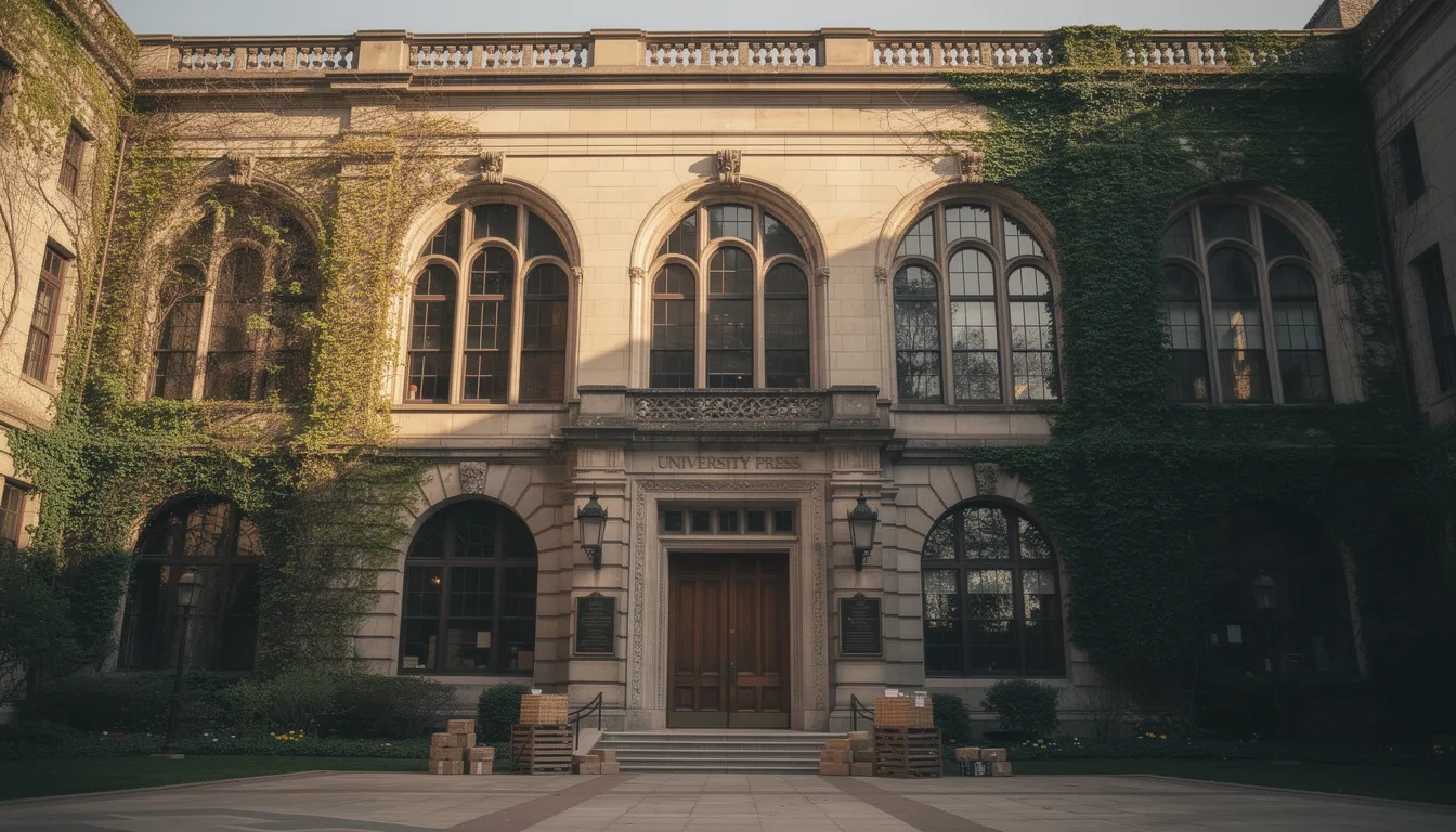 Historic university press building representing the long tradition of academic publishing