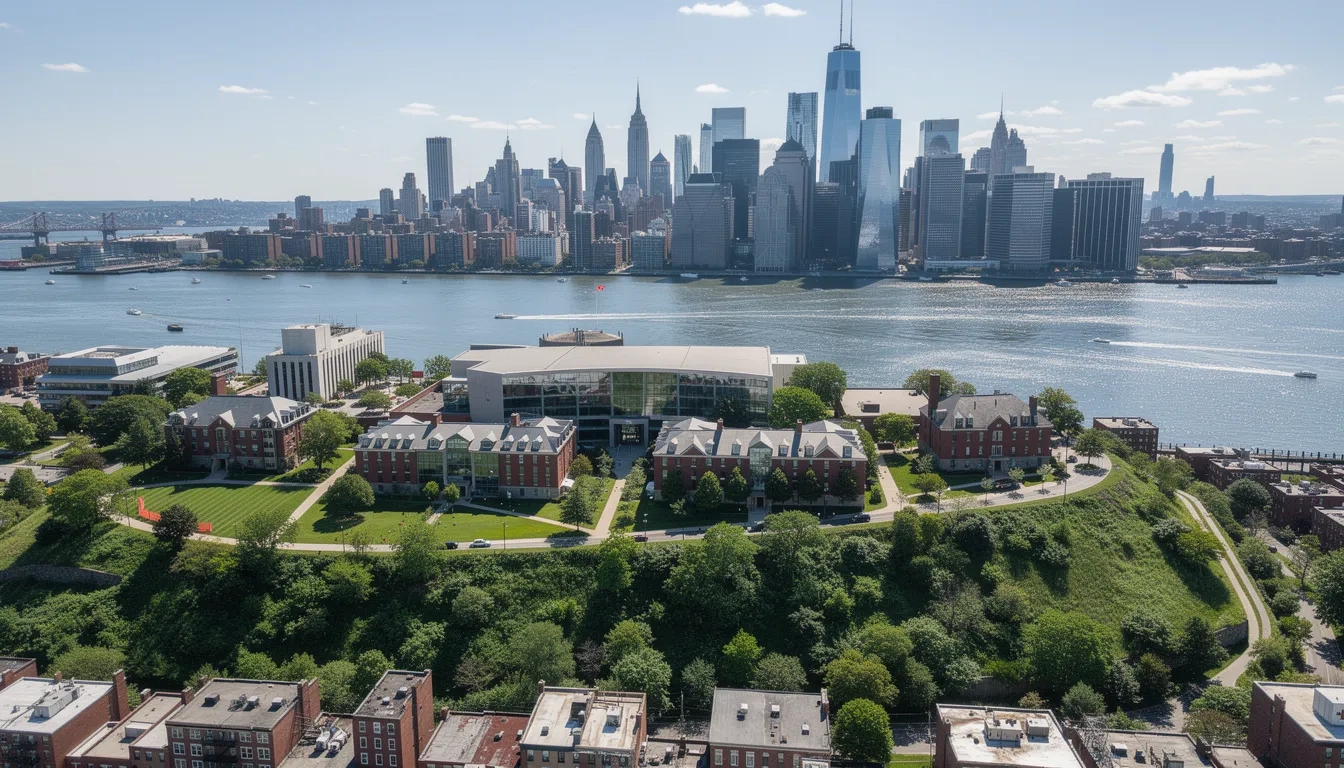 Stevens Institute of Technology campus overlooking Manhattan and the Hudson River