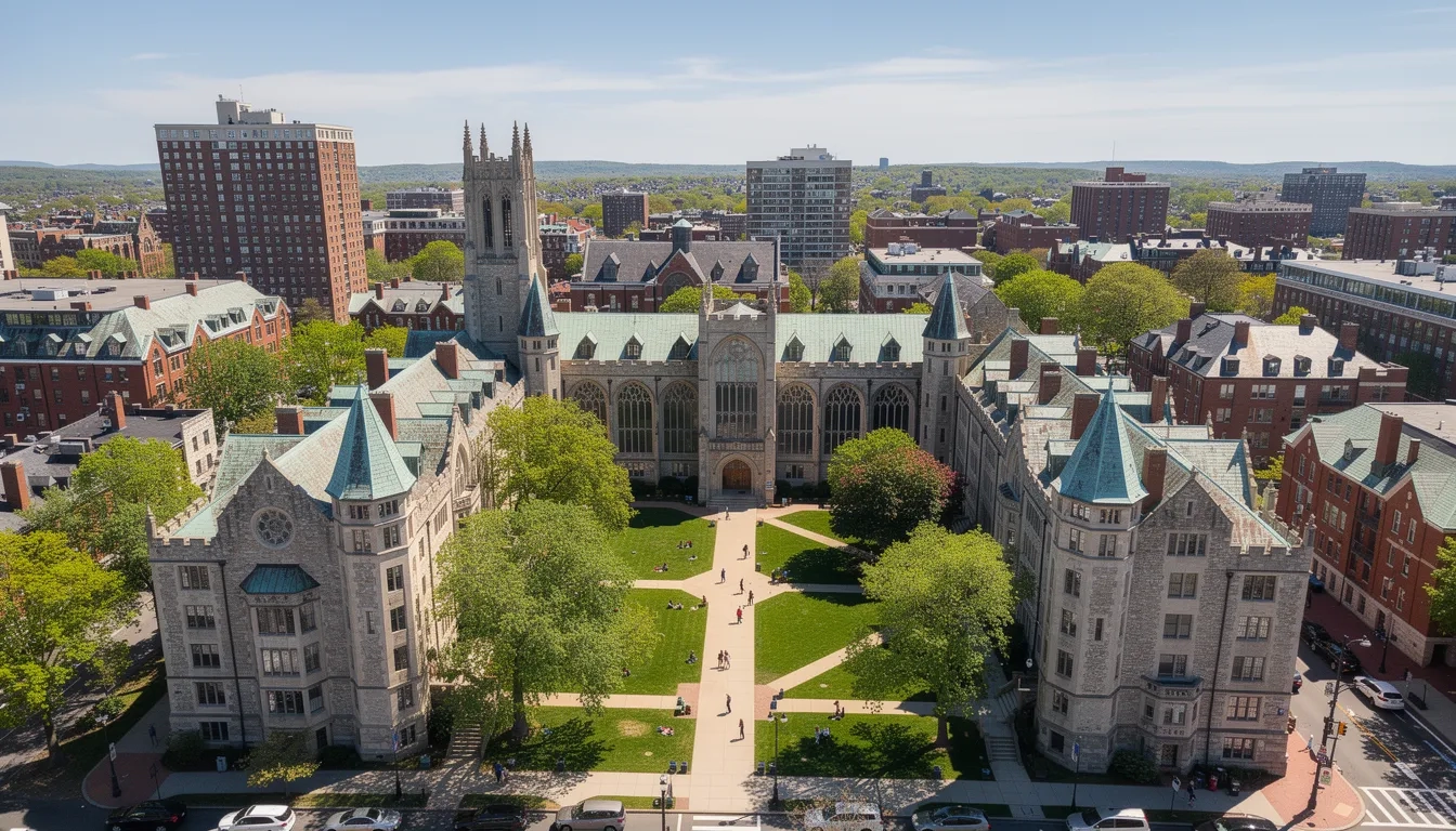 Aerial view of Yale University's Old Campus