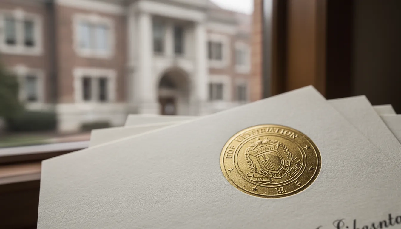 Official accreditation seal on education program documents