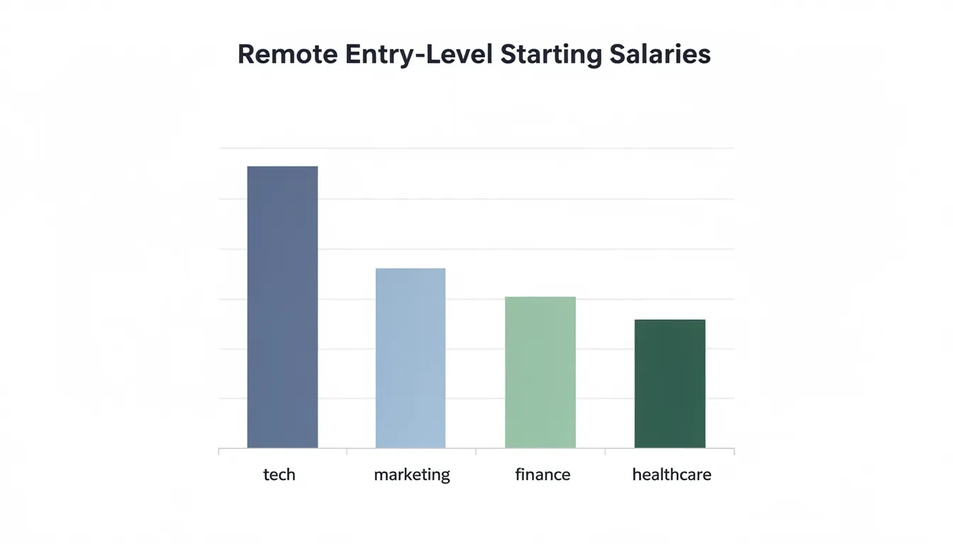 Bar chart comparing remote entry-level starting salaries by industry field