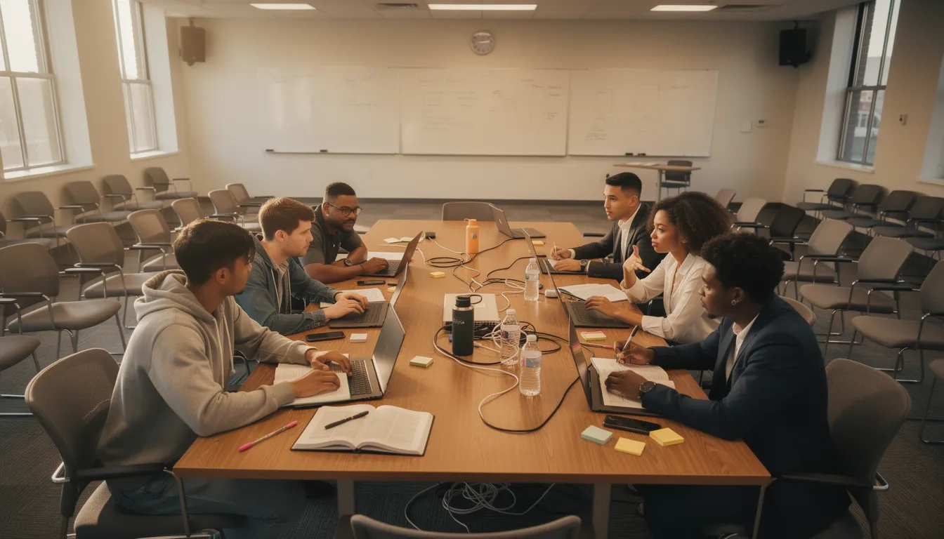 Students in a sociology seminar discussing course material