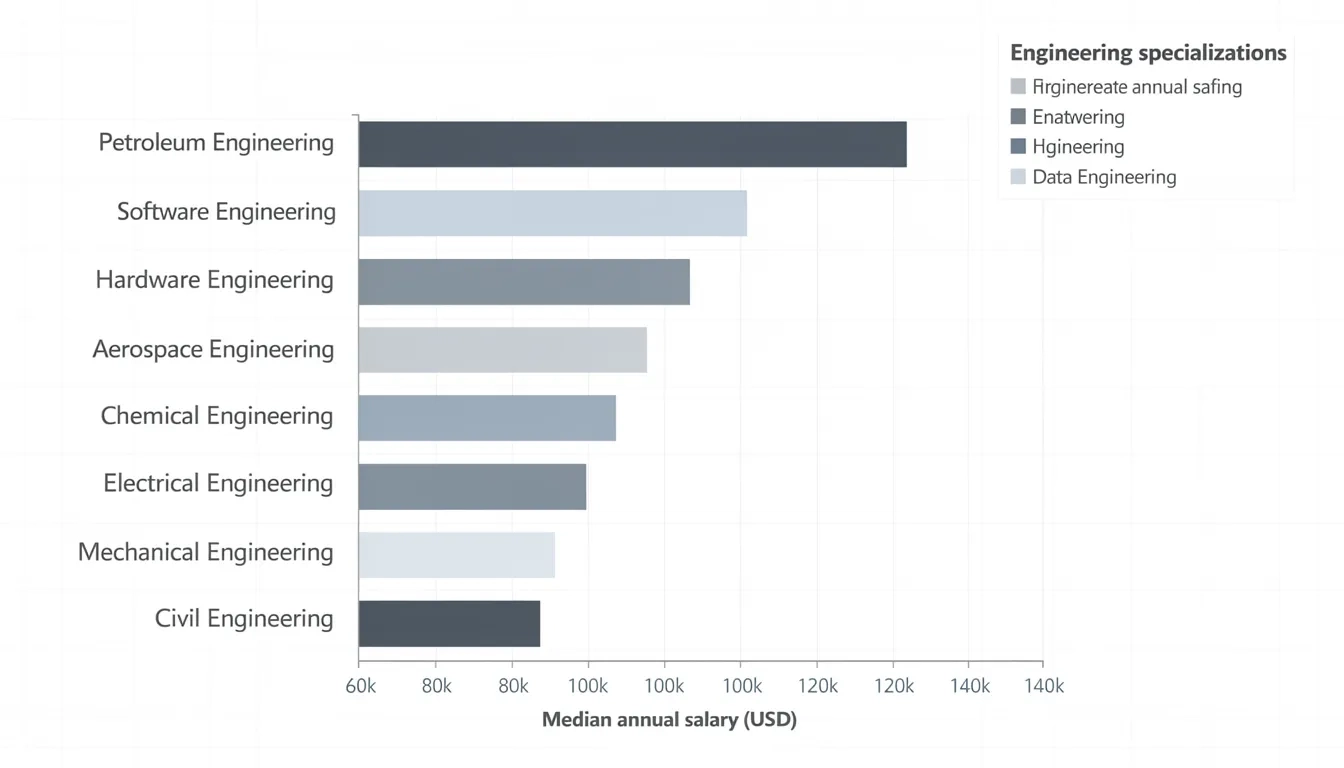 Bar chart comparing median annual salaries across major engineering specializations