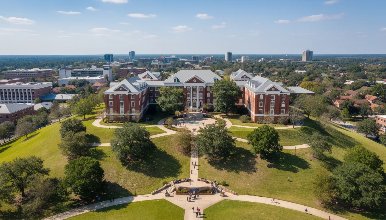 Aerial view of Florida A&M University campus in Tallahassee