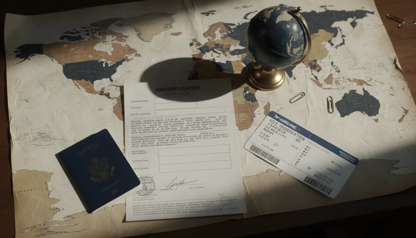 World map with passport and visa documents representing international student policy shifts