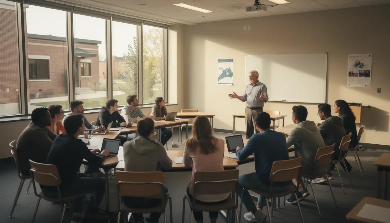 Small Butler University classroom showing low student-to-faculty ratio